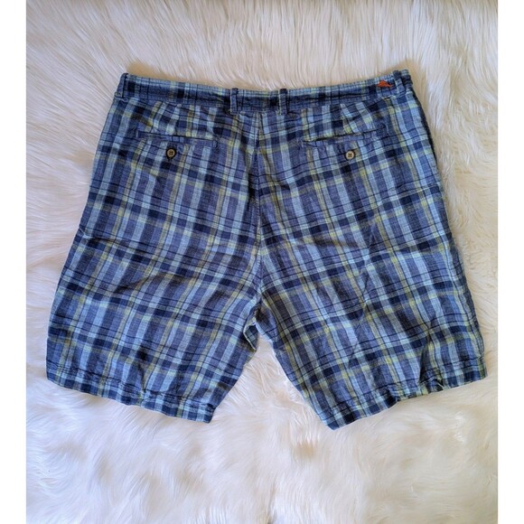 Tommy Bahama Men’s Plaid Shorts Size 40 Blue Green Linen Blend Casual Summer - Picture 2 of 10